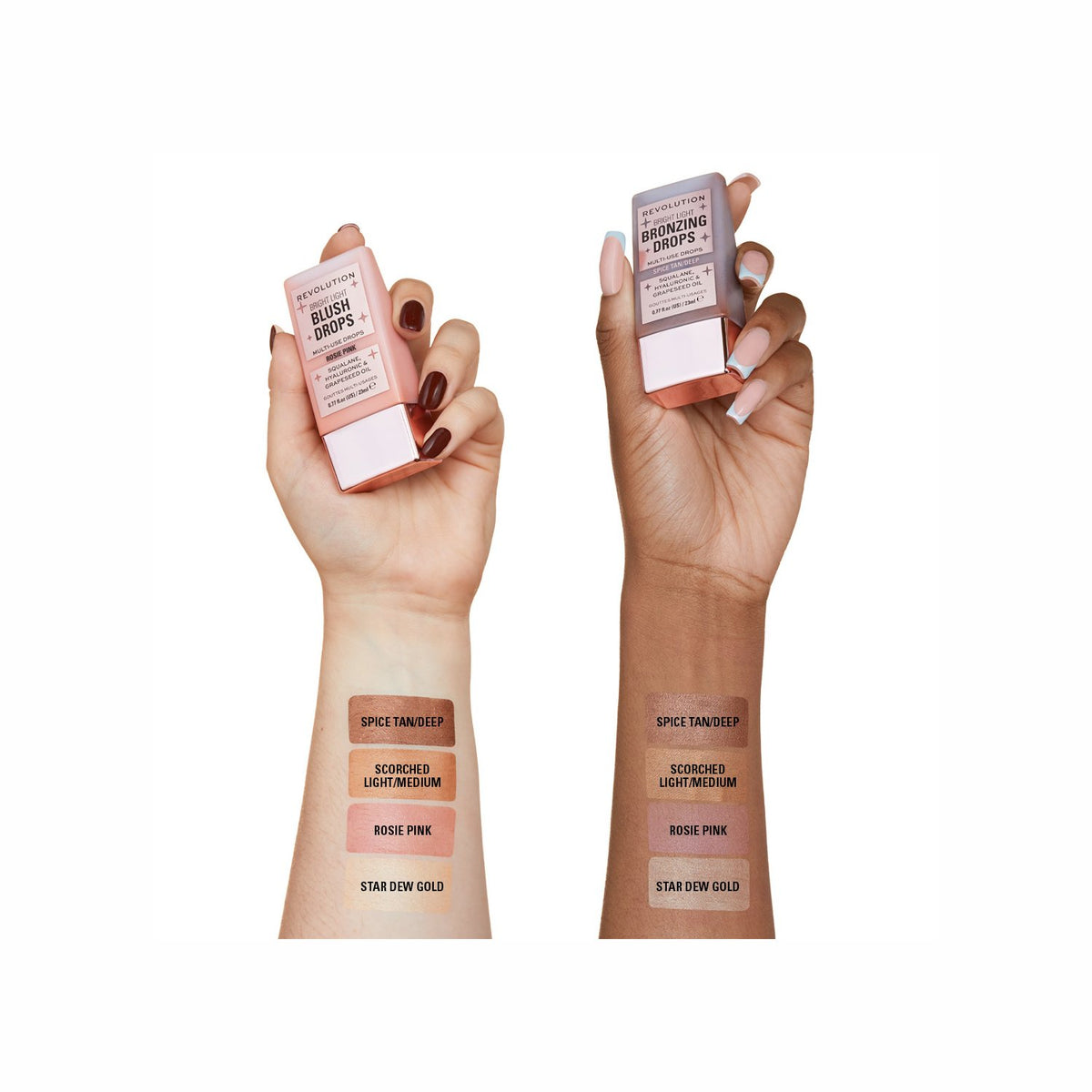 Revolution Bright Light Bronzing Drops Scorched Light/Med With Squalane, Hyaluronic & Grapeseed Oil
