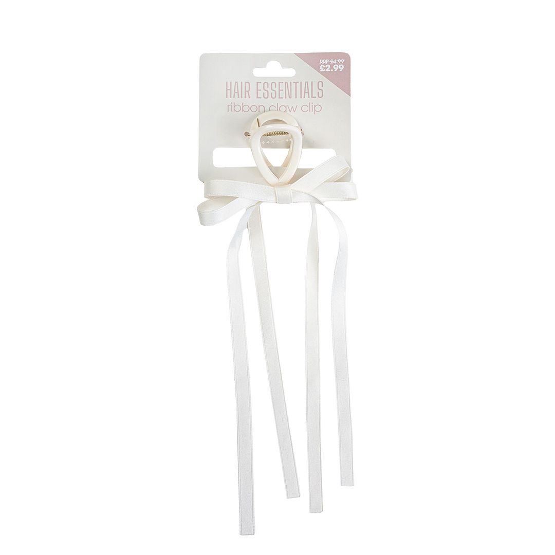Beauty Outlet Claw Clip Cream Ribbon BEAU588