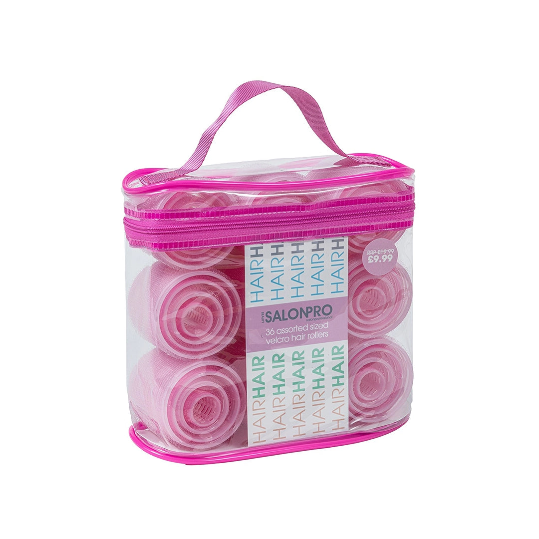 Beauty SalonPro 36 Assorted Sized Velcro Hair Rollers In Bag BEAU792