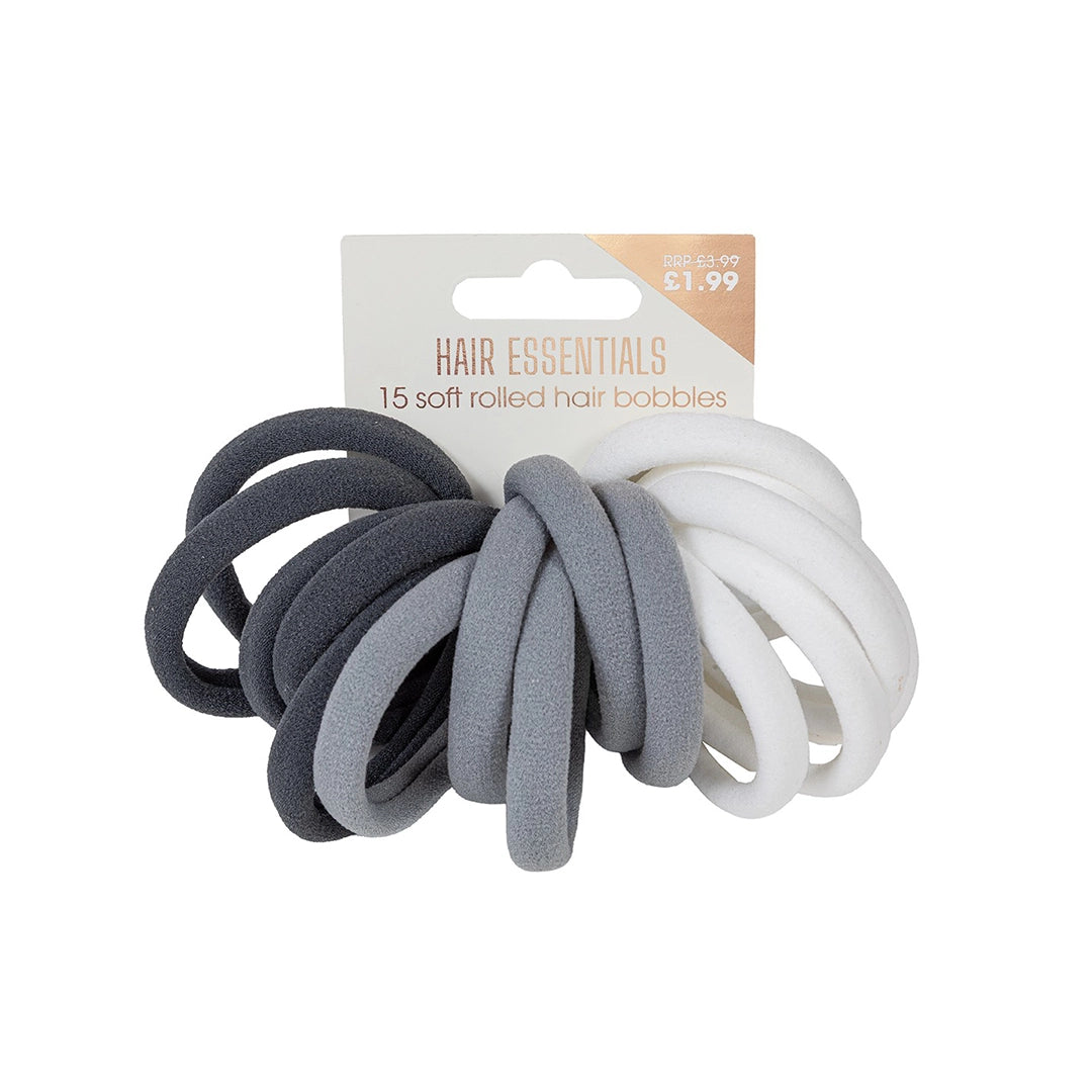 Beauty Outlet 15PC Soft Rolled Monochrome Elastics BEAU806