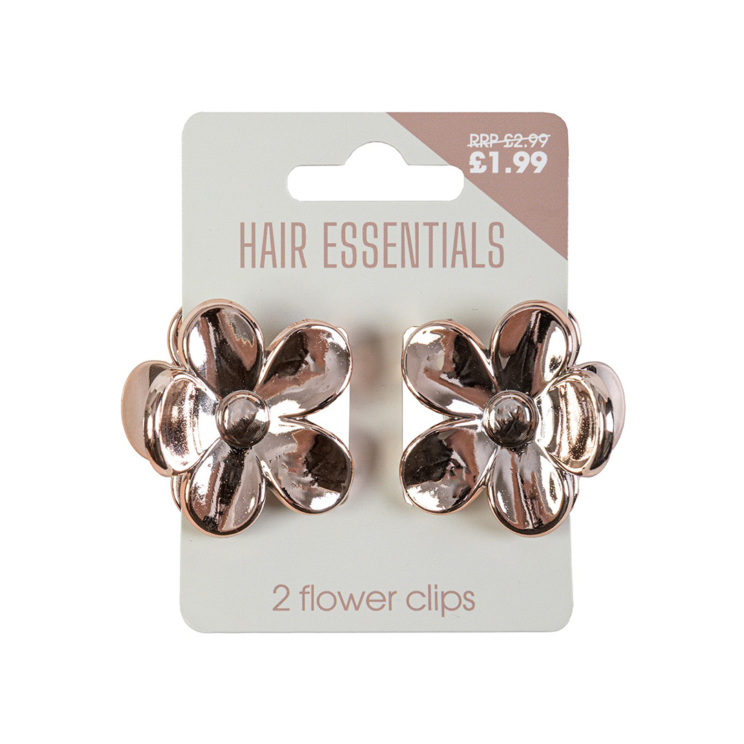 Beauty Outlet 2 Mini Flower Claw Clips Rose Gold BEAU646
