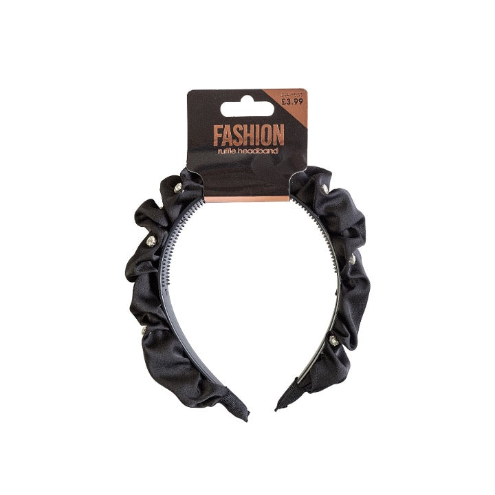 Beauty Outlet Ruffled Headband Black BEAU331