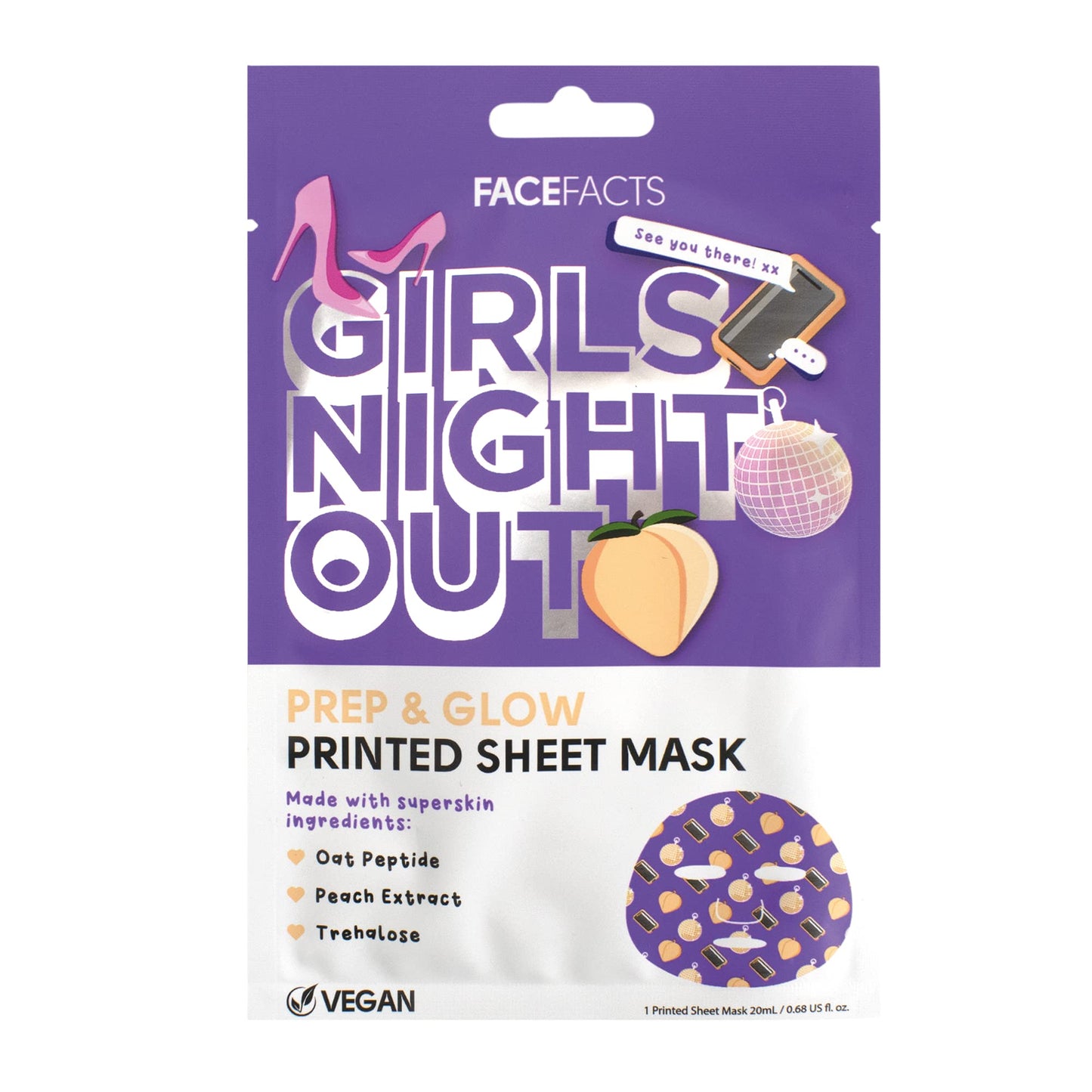 Face Facts Girls Night Out Prep & Glow Printed Sheet Mask