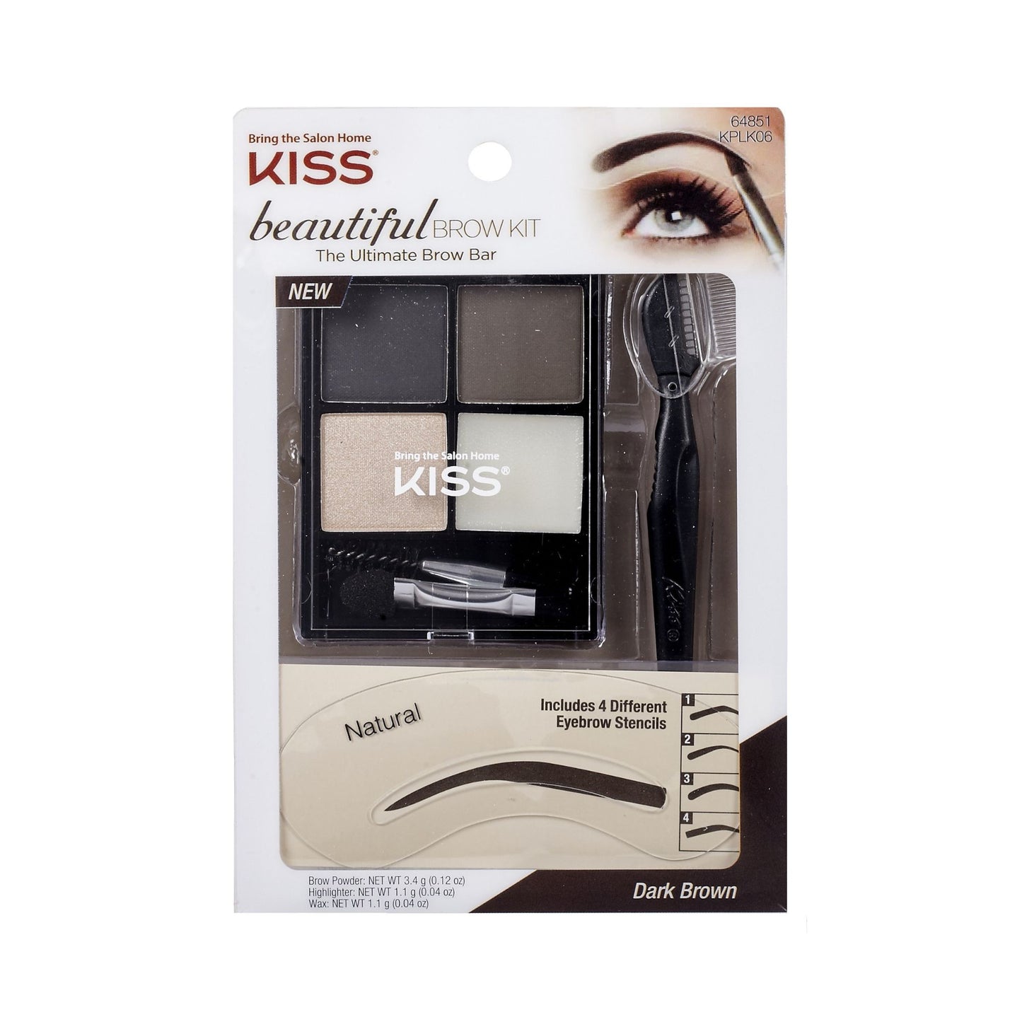 Kiss Beautiful Brow Kit Dark Brown