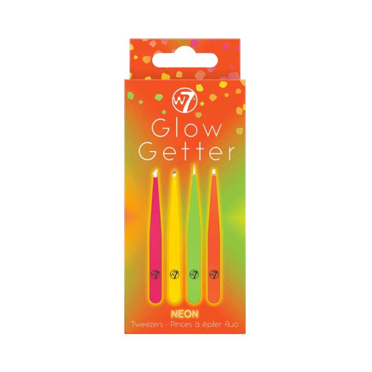 W7 Glow Getter Neon 4 Piece Tweezer Set