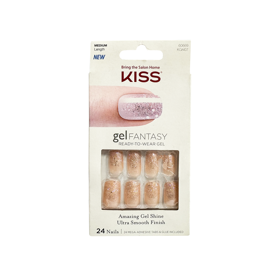 Kiss Gel Fantasy 24 Medium Length Nails 60669 Glitter Tip