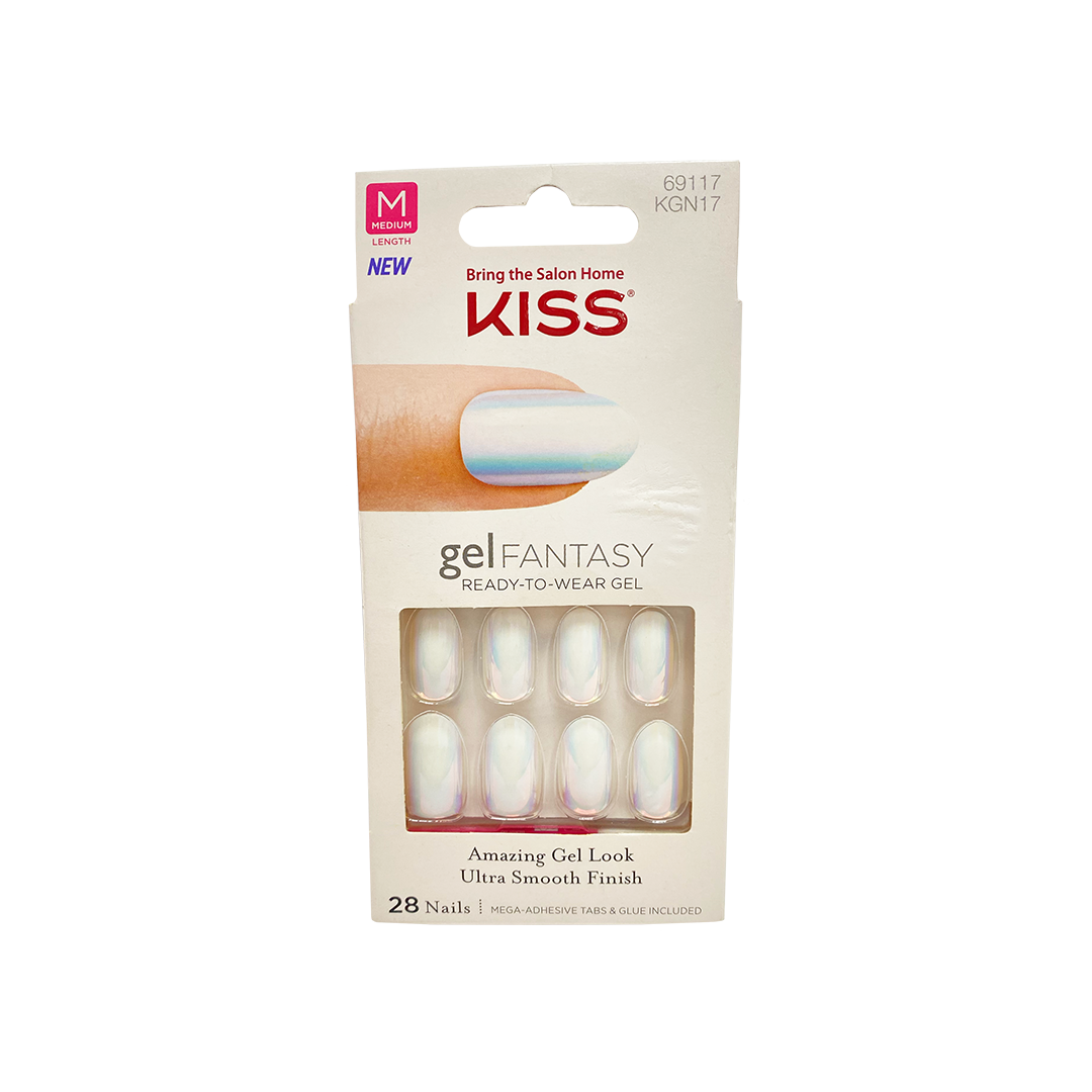 Kiss Gel Fantasy 28 Medium Nails 69117 Metallic Silver KGN17