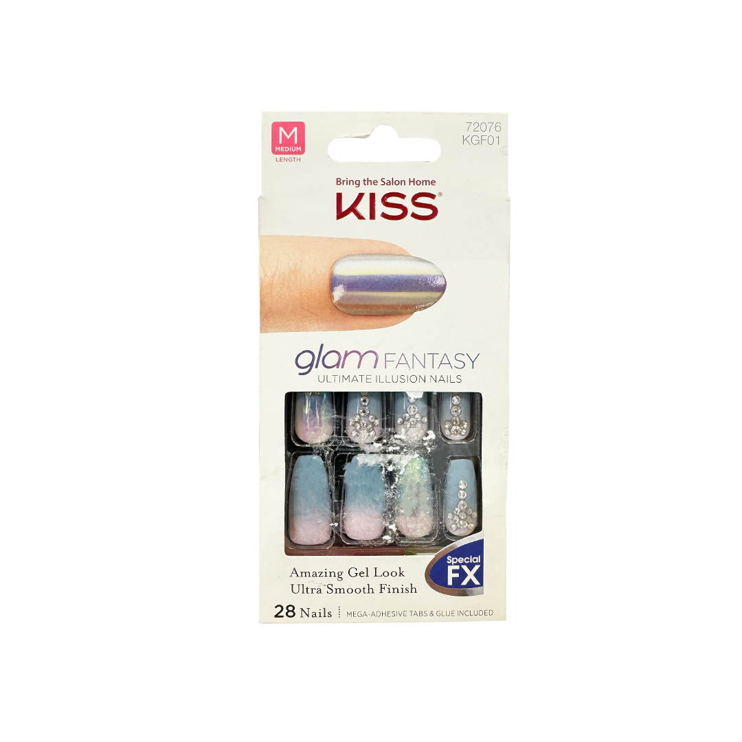 Kiss Glam Fantasy 28 Blue Jewel Nails 72076 KGF01