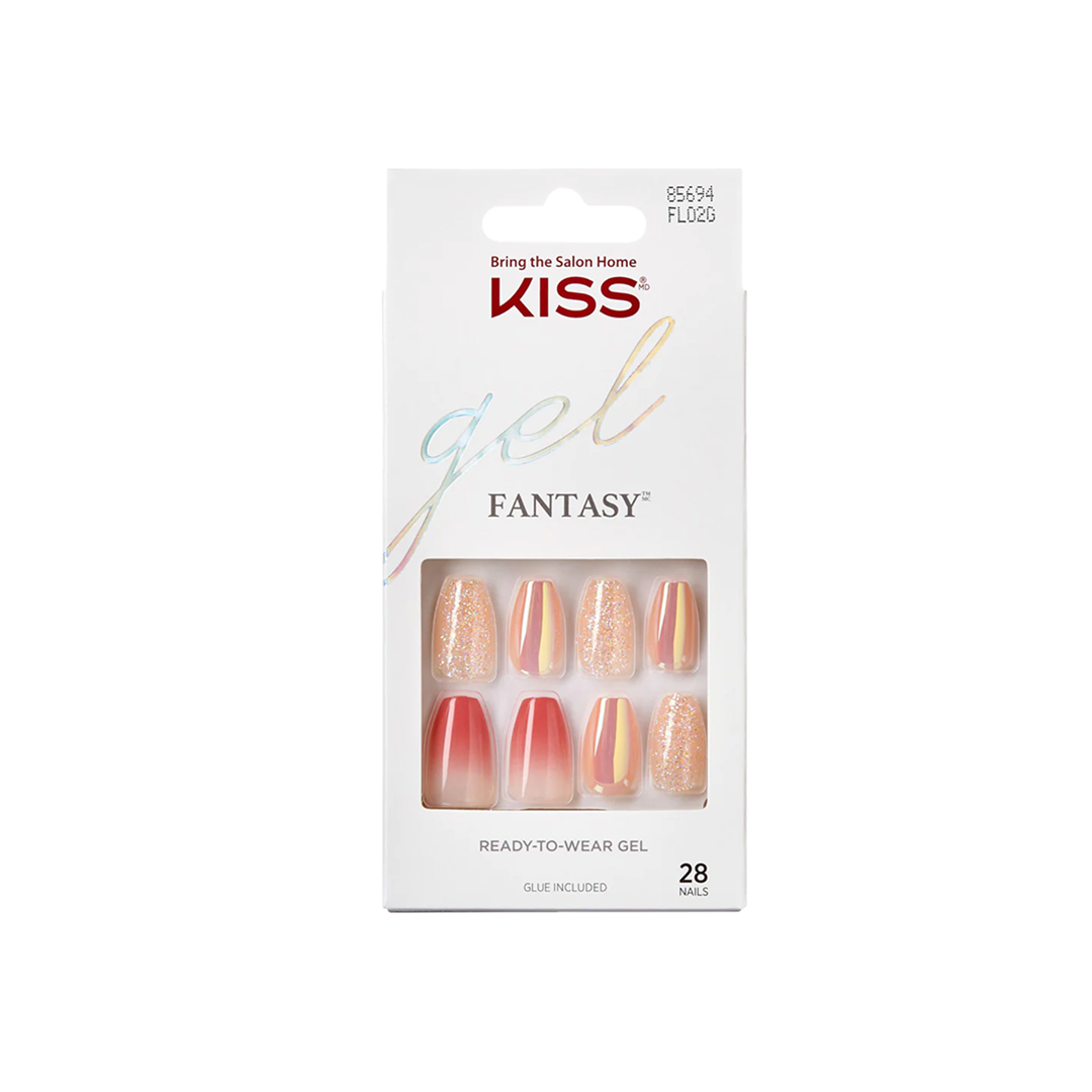 Kiss Glam Fantasy 28 Long Nails Coral Sparkle 76807