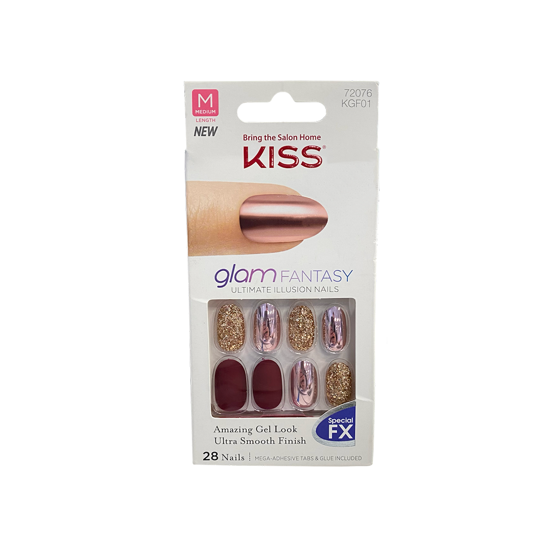 Kiss Glam Fantasy 28 Medium Nails Rose Gold 72076 KGF01