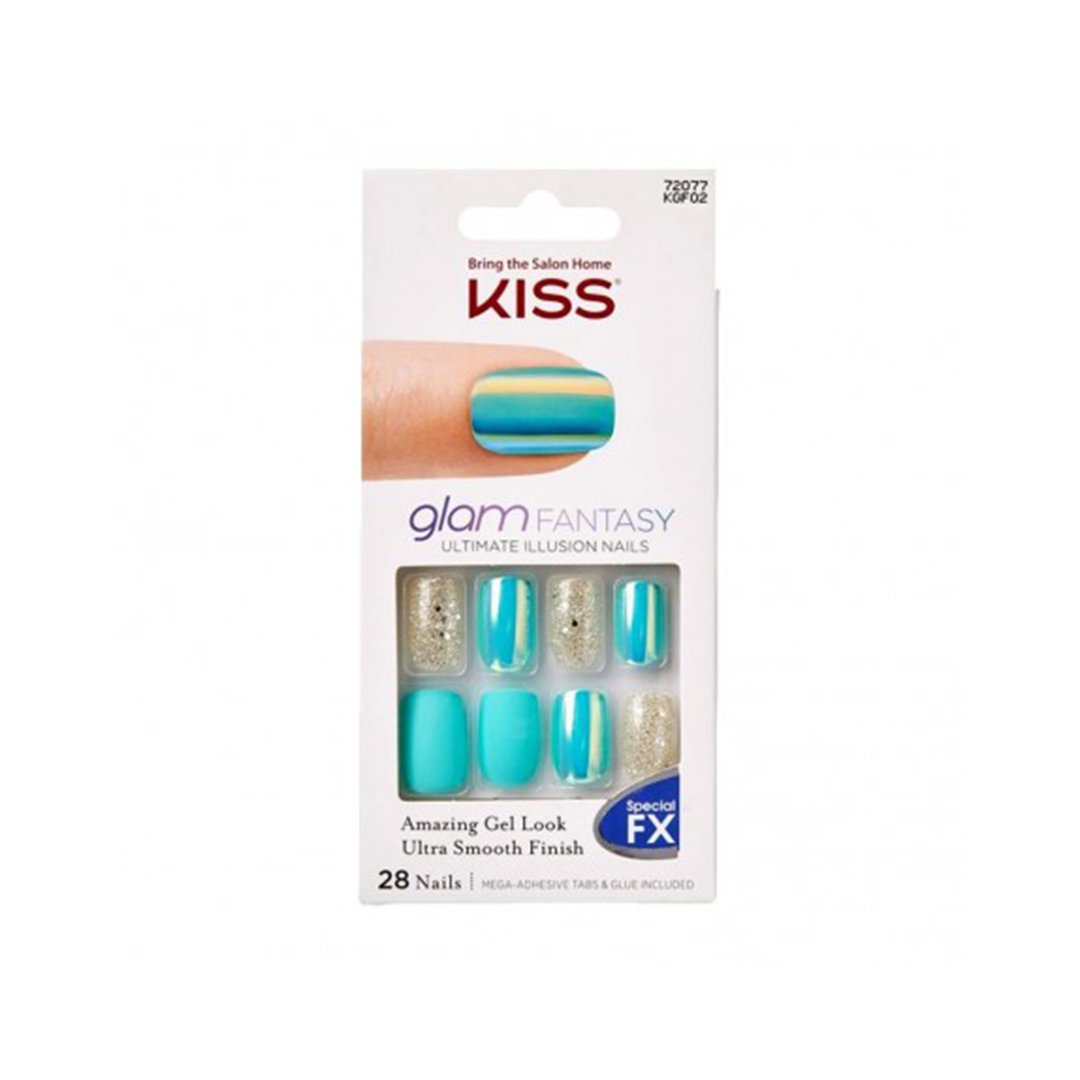 Kiss Glam Fantasy 28 Medium Nails Turquoise 72076 KGF01