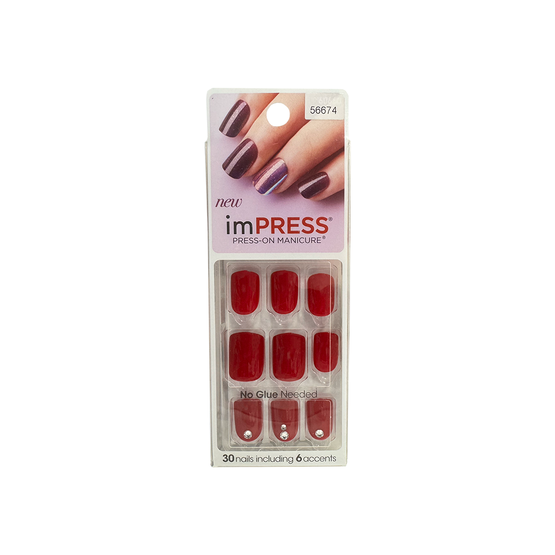 Kiss Impress 30 Nails Bright as a Feather 60660 Red Jewel