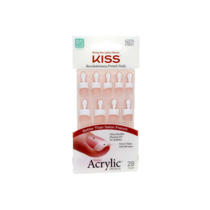 Kiss Salon Acrylic French Real Short 28 Nails 62276 KSA01