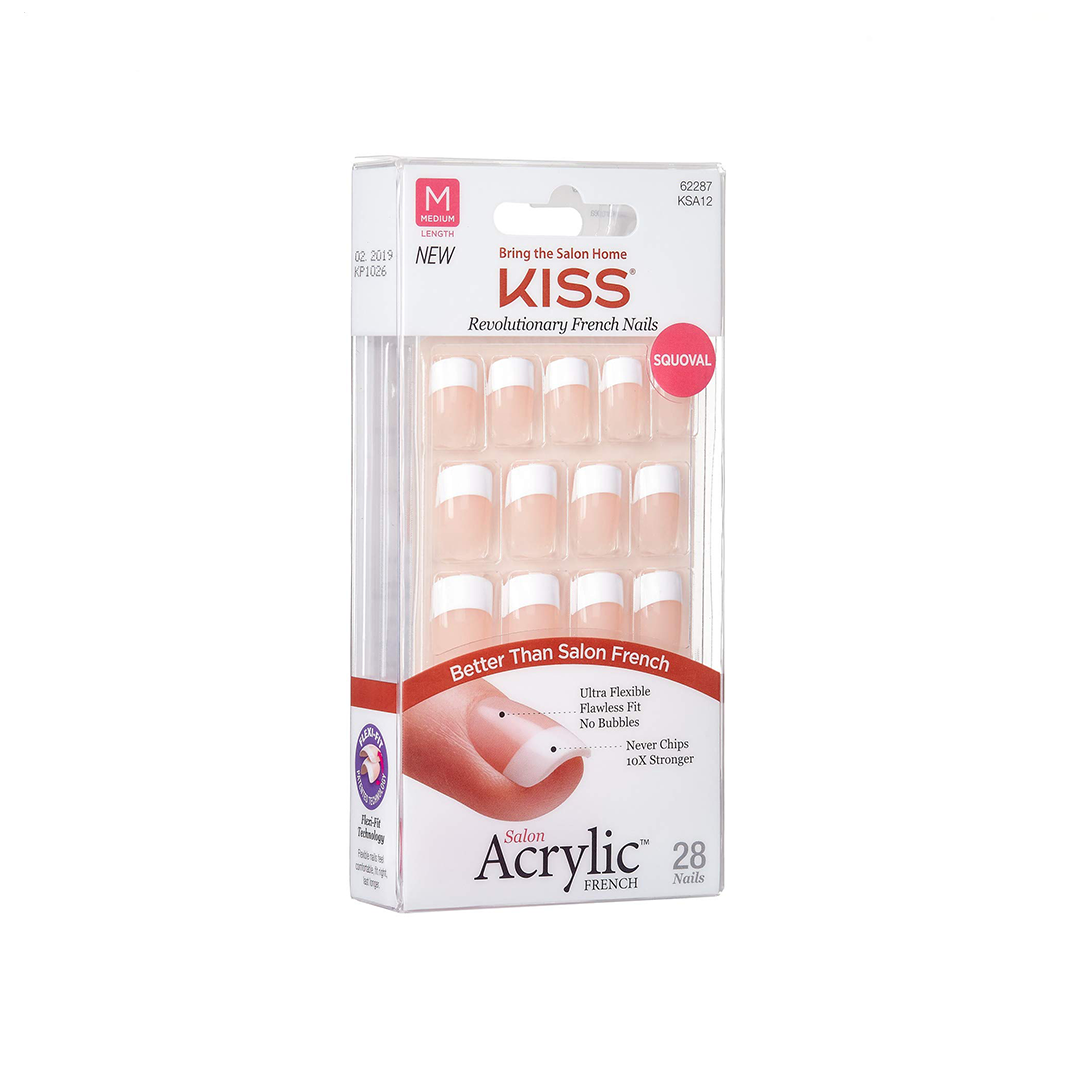 Kiss Salon Acrylic French Nude Medium 28 Nails 62287 KSA12