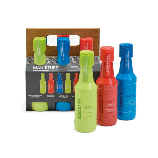 Man Stuff Ultimate Six Pack Face Wash, Moisturiser, Face Scrub, Hair & Body Wash & Muscle Soak