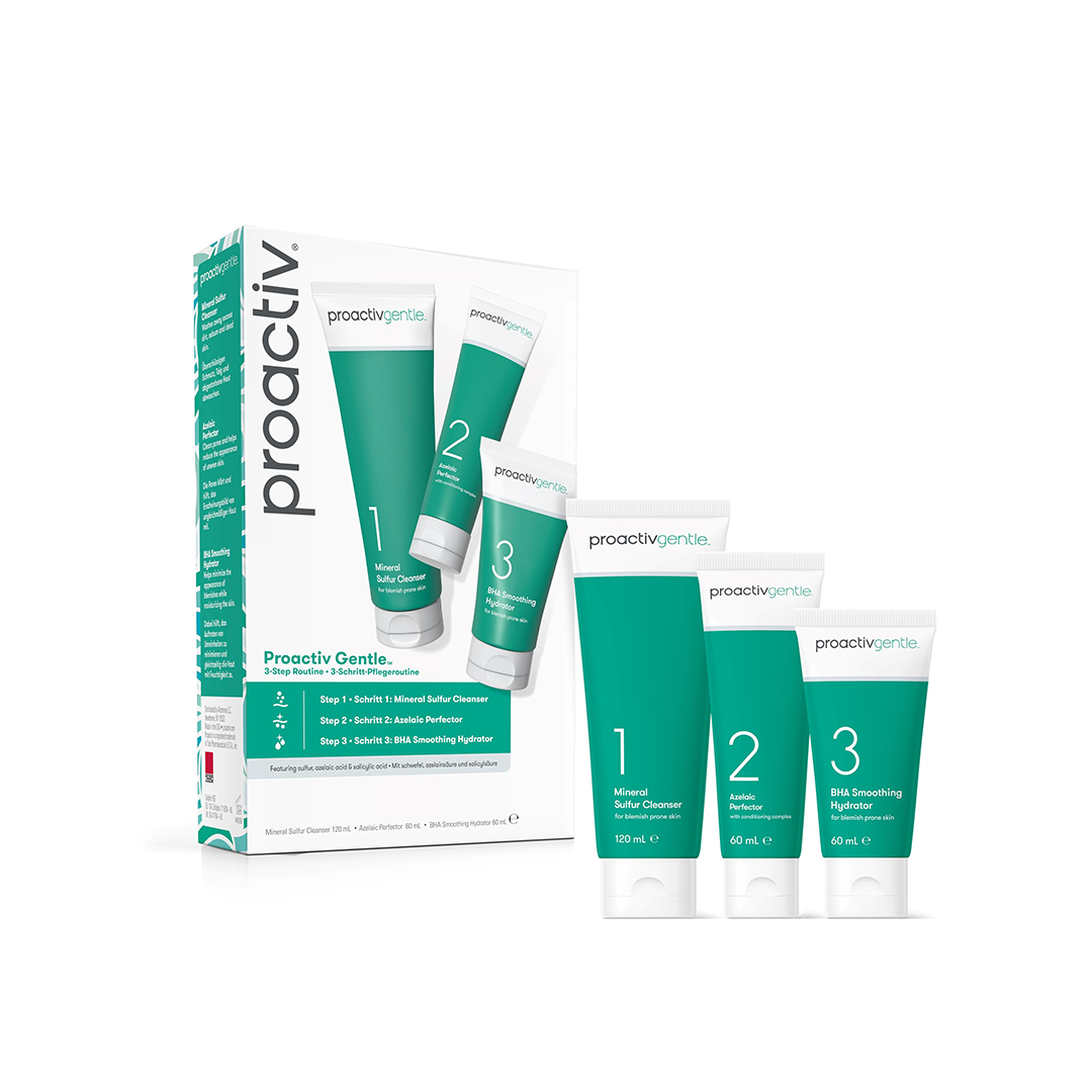 Proactiv Gentle 3 Step Routine Mineral Sulfer Cleanser 120ml, Azelaic Perfector 60ml, BHA Smoothing Hydrator 60ml
