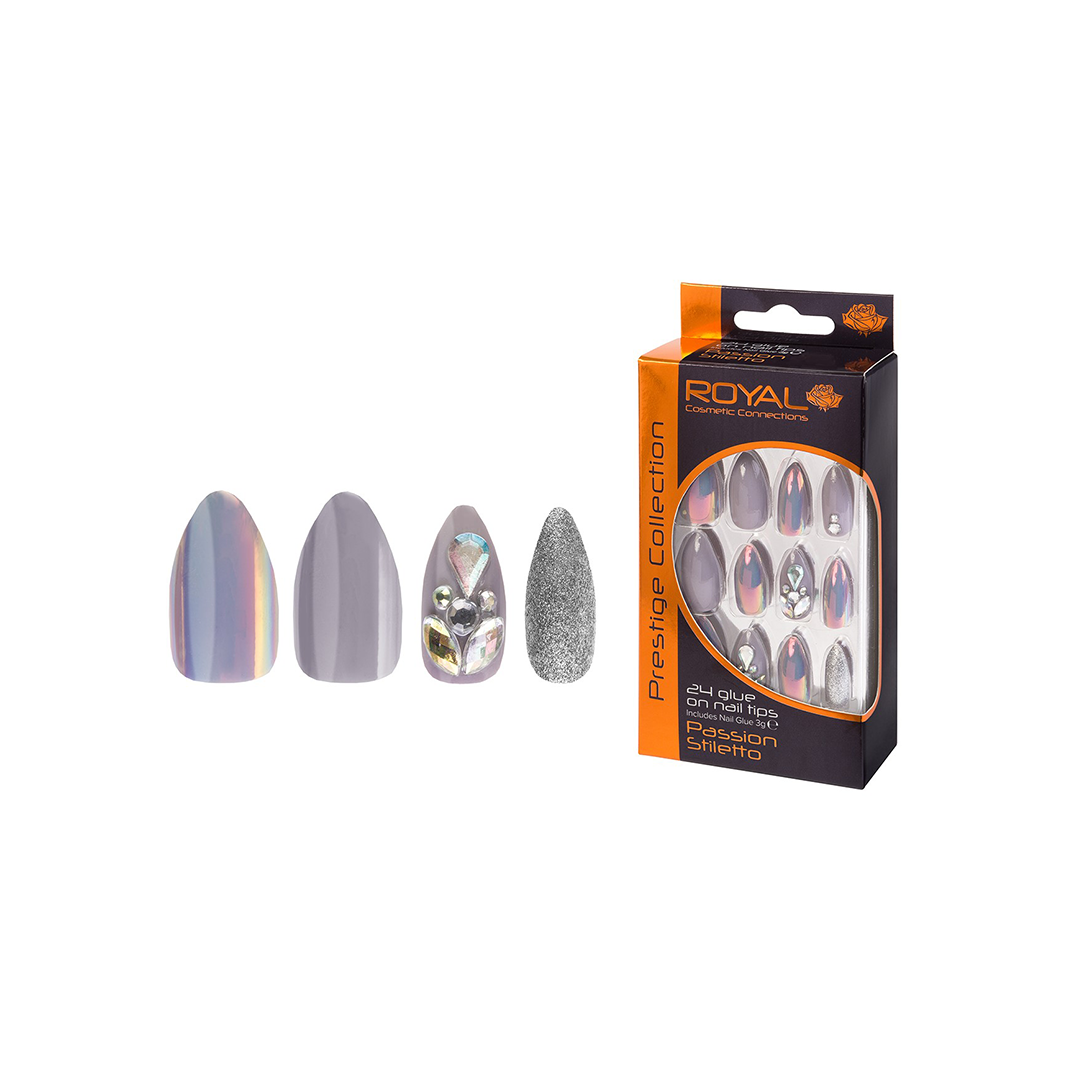Royal Cosmetics Prestige Passion Grey Stiletto Nails