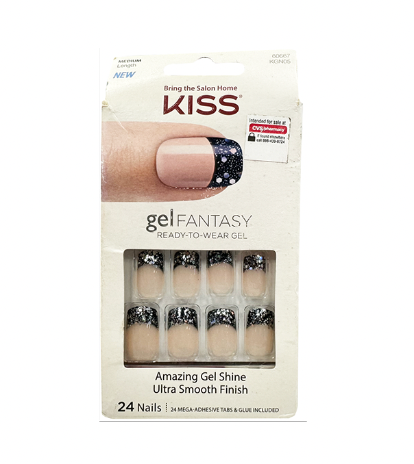 Kiss Gel Fantasy 24 Medium Length Nails Glitter Tip 60667 KGN05