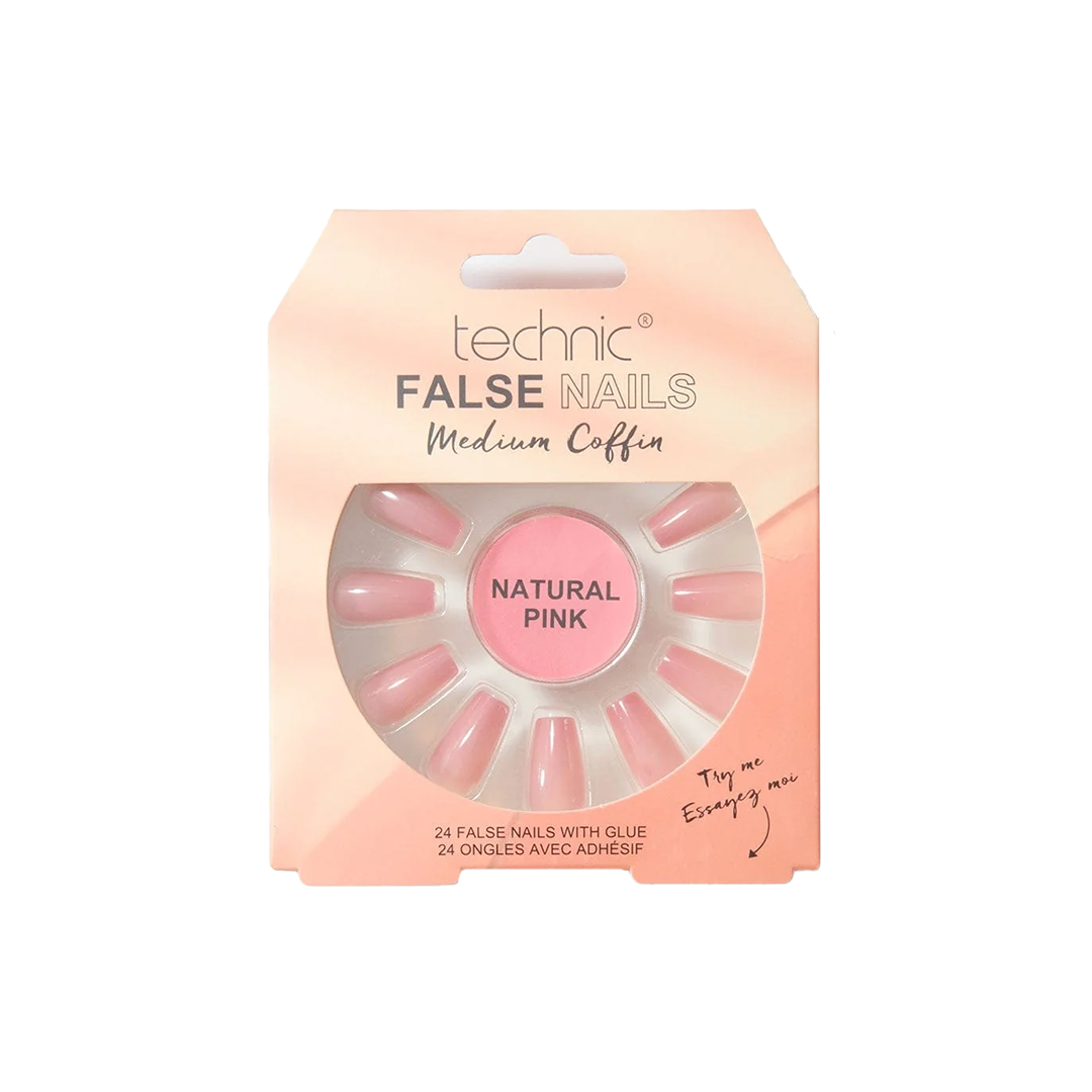 Technic Medium Coffin False Nails Natural Pink