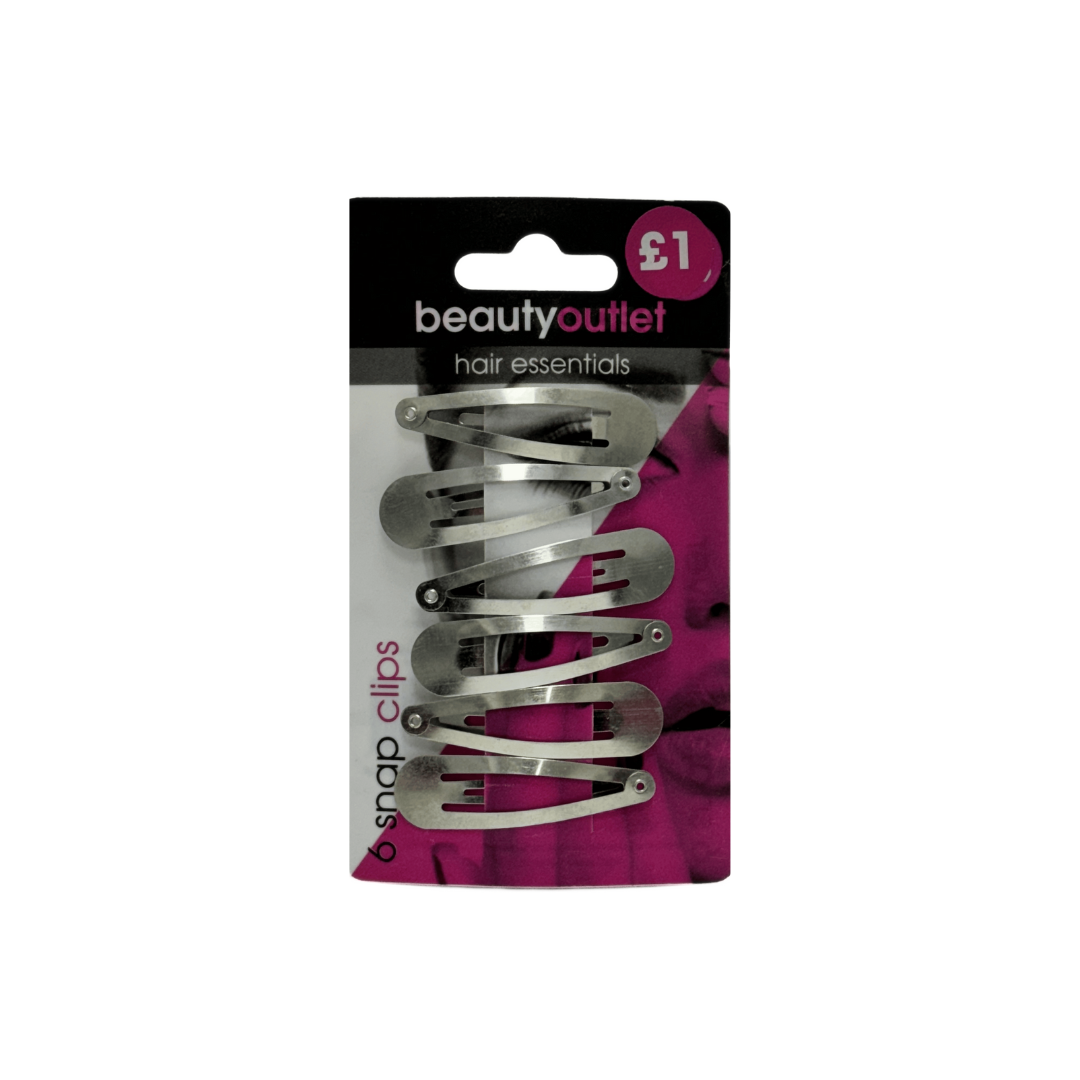 Beauty Outlet 6 Snap Clips Silver BEAU148