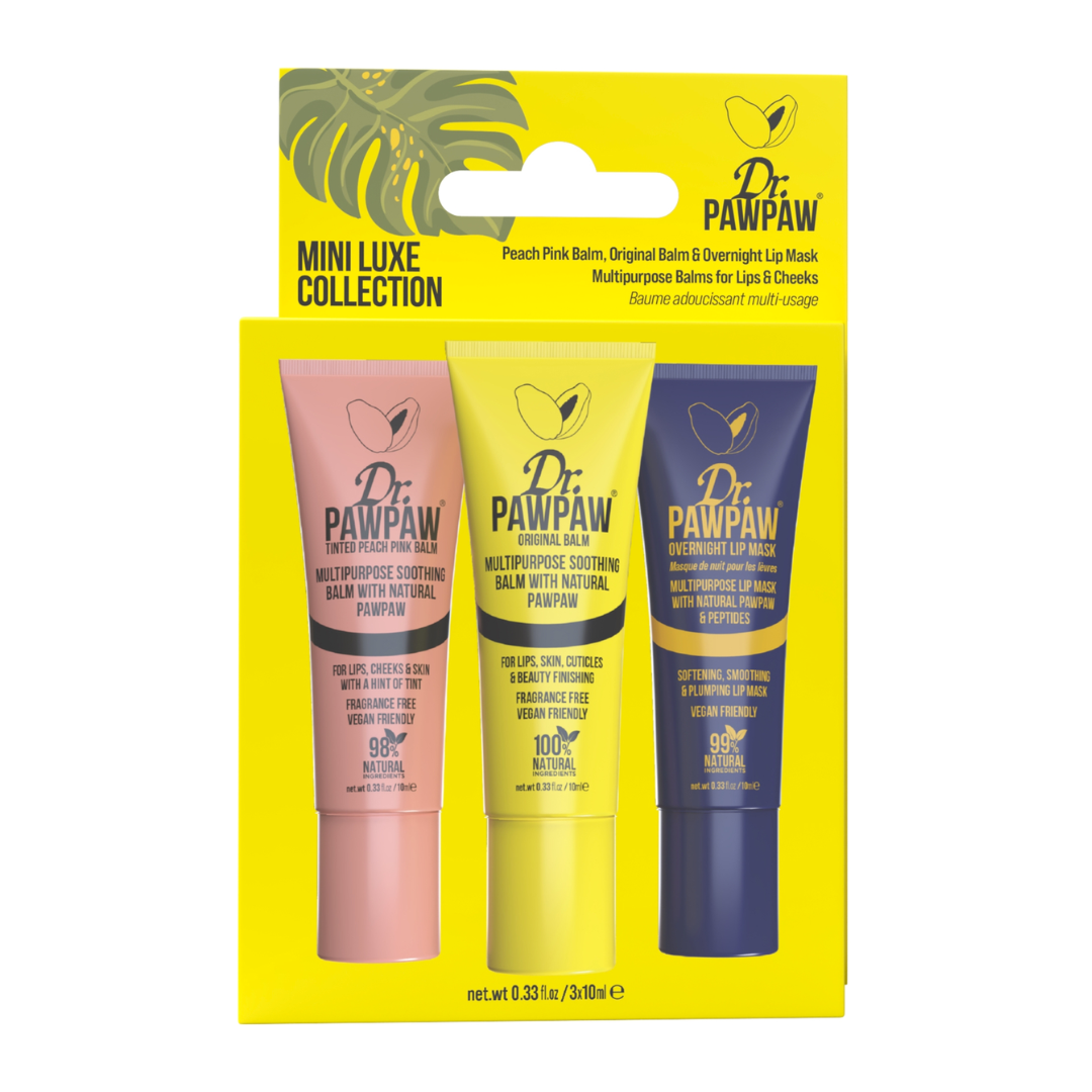 Dr Paw Paw Mini Luxe Collection Peach Pink Balm, Original Balm & Overnight Mask 10ml