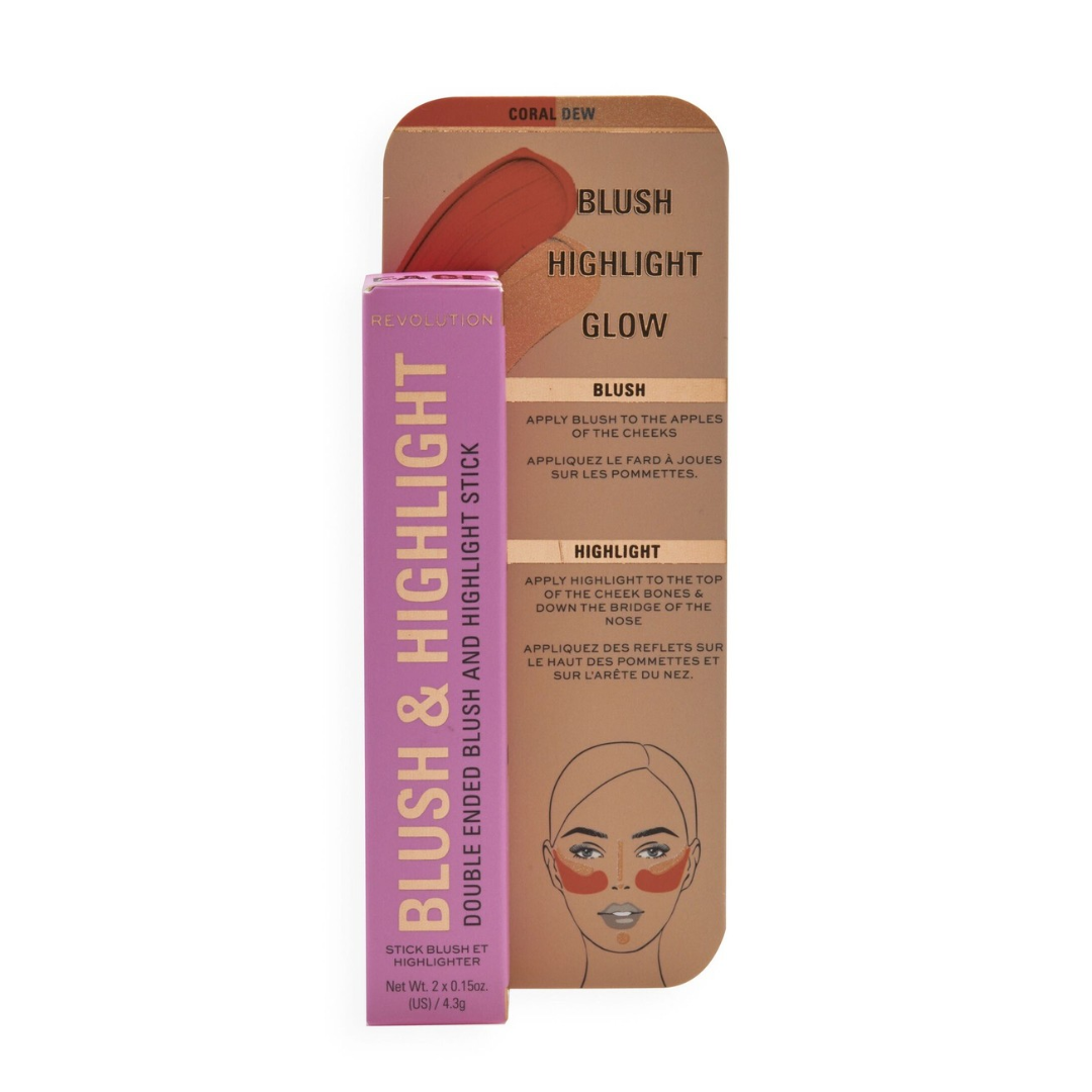 TESTER Revolution Blush & Highlight Stick Coral Dew