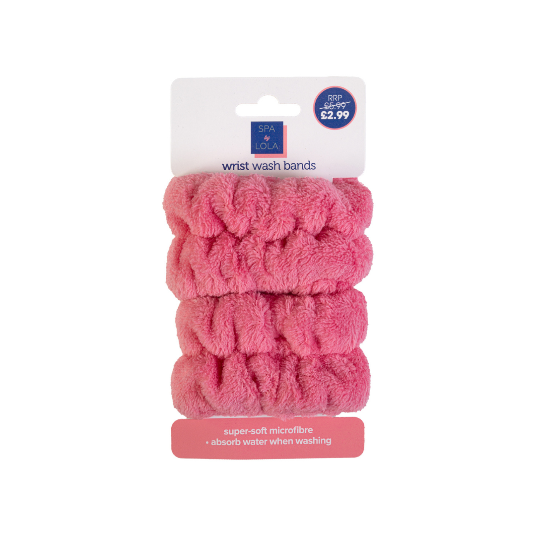 Spa By Lola Wrist Wash Bands Bright Pink BEAU403