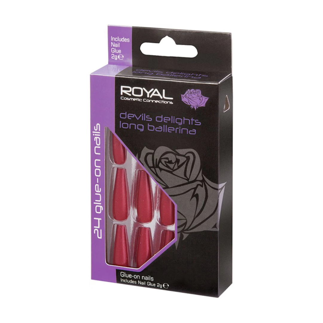 Royal Cosmetics 24 Devils Delights Ballerina Nails + 2G Glue
