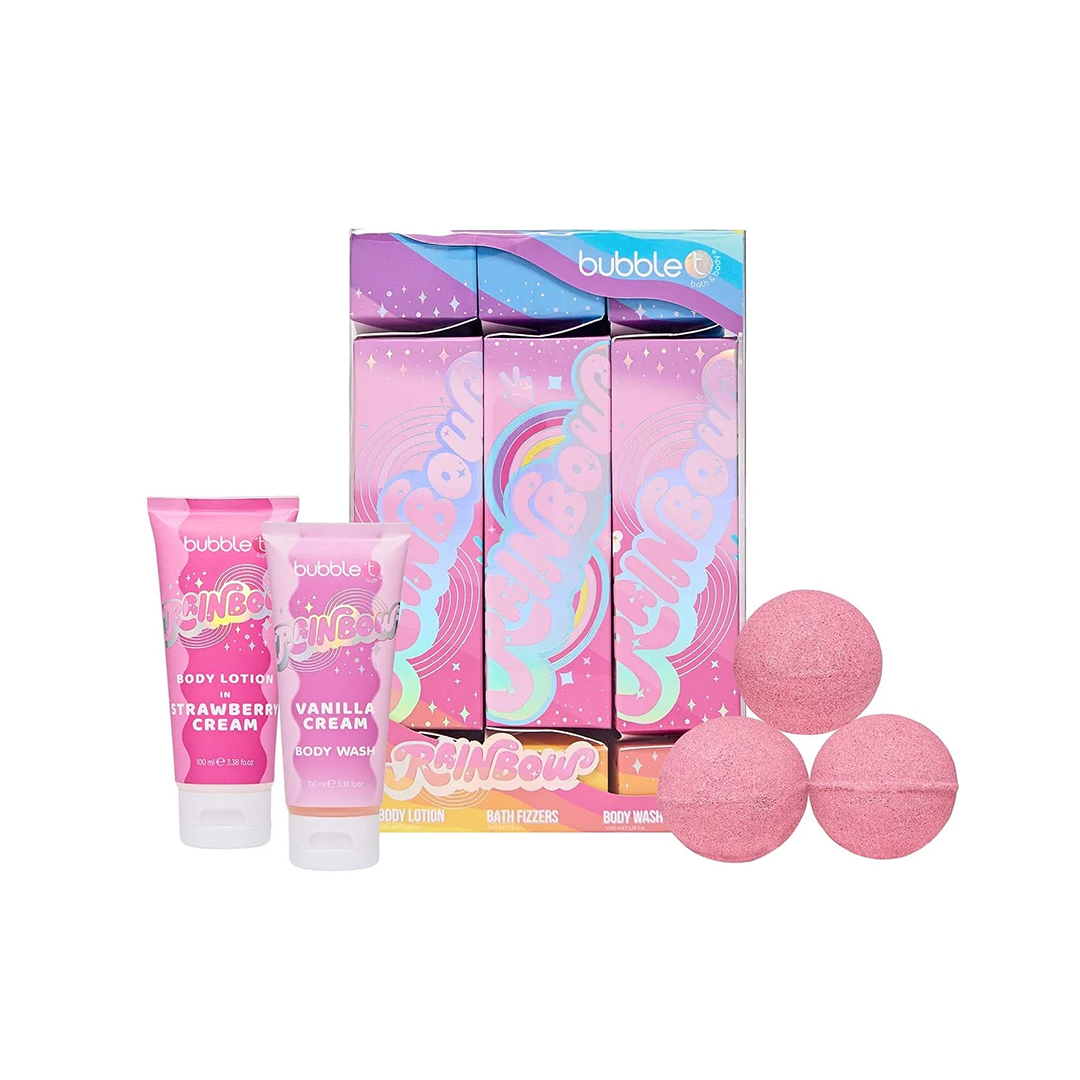 bubble t Rainbow Cracker Set Body Lotion, Bath Fizzers & Body Wash