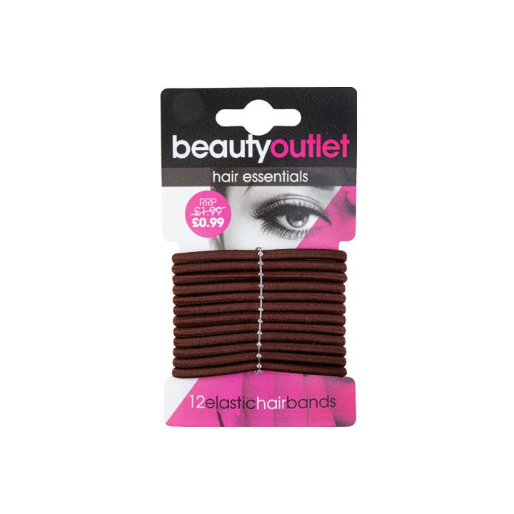 Beauty Outlet 12 Elastic Hair Bands Brown BEAU089