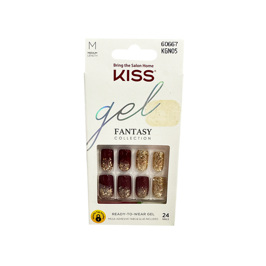 Kiss Gel Fantasy 24 Medium Nails 60667 KGN05 Burgundy
