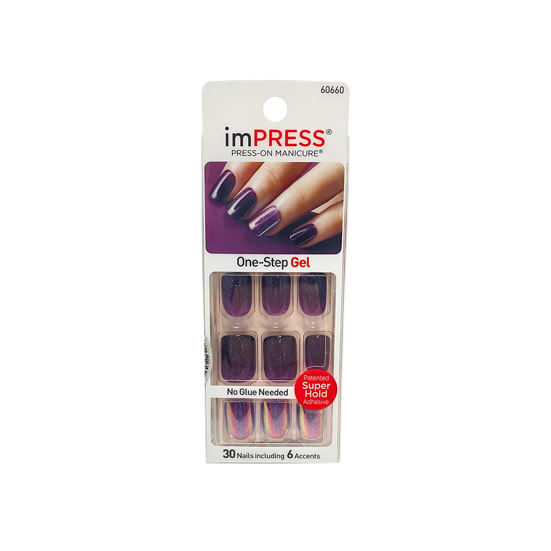 Kiss Impress 30 Nails 60660 Bright as a Feather Dark Purple Chrome