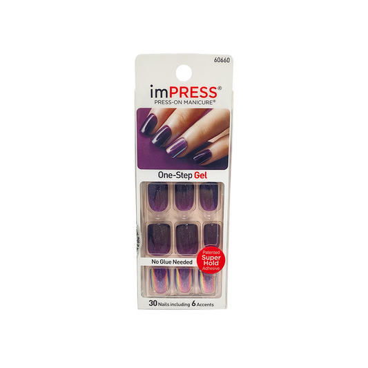 Kiss Impress 30 Nails 60660 Bright as a Feather Dark Purple Chrome