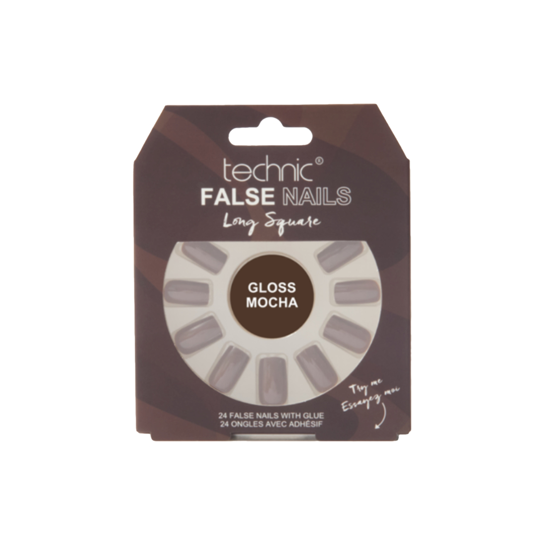 Technic Long Square False Nails Gloss Mocha
