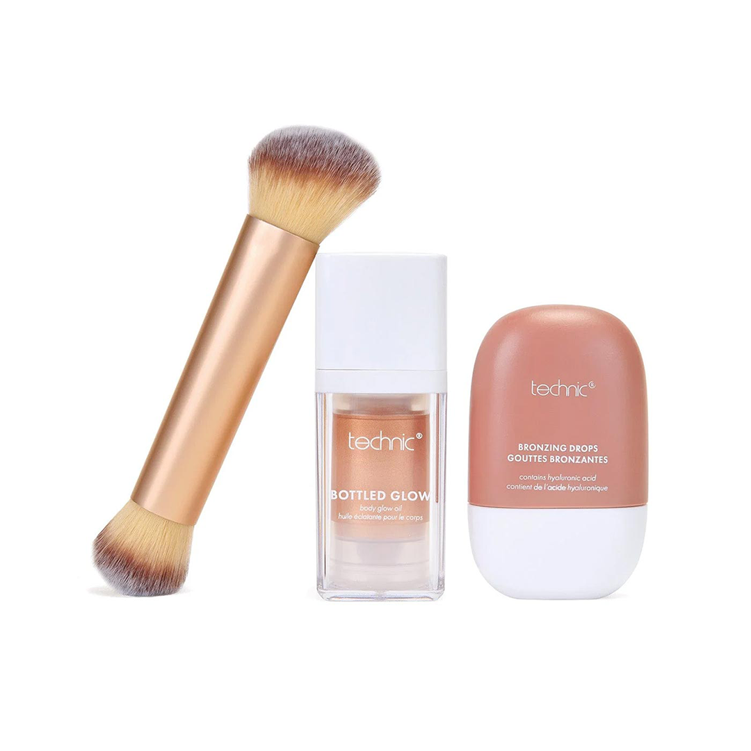 Technic Bronzed Beauty Set Bronzing Drops, Bottled Glow & Brush