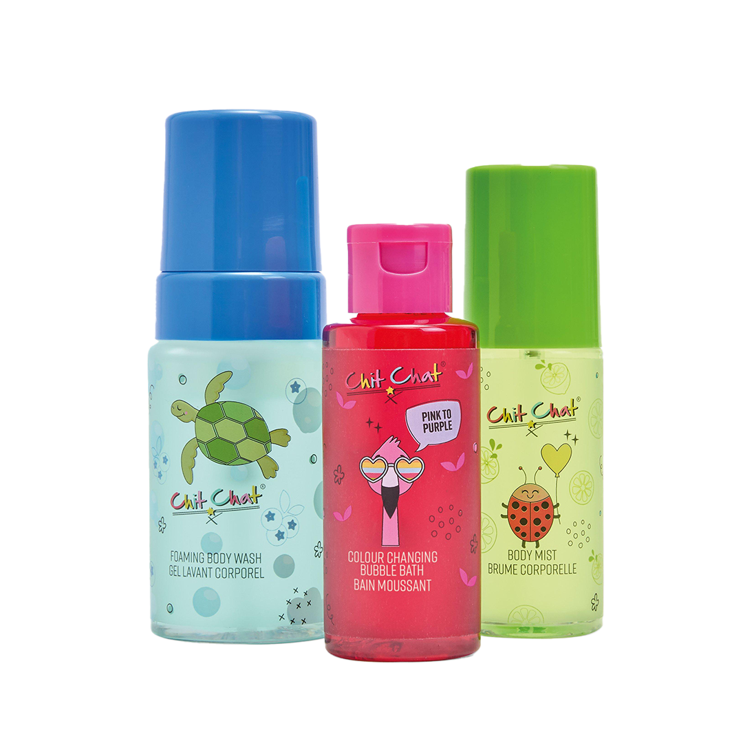 Chit Chat Treat Cart Set Body Mist, Body Wash & Bubble Bath