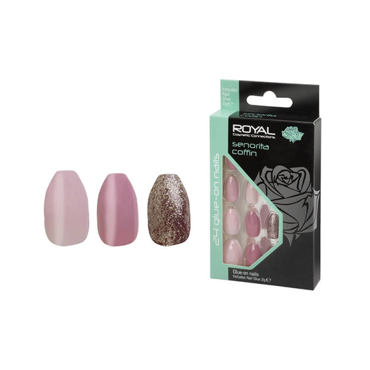 Royal Cosmetics 24 Senorita Coffin Nails + 2g Glue