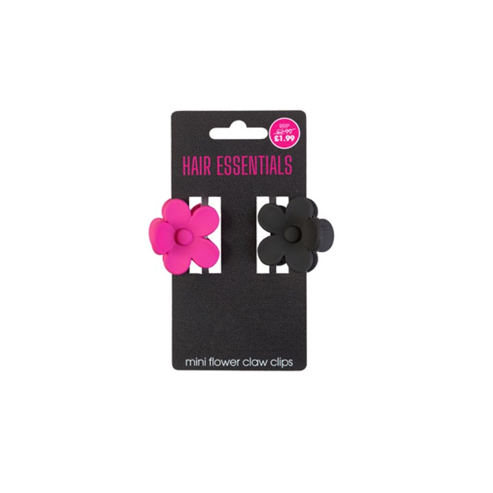 Beauty Outlet Mini Flower Claw Clips Pink/Black BEAU375