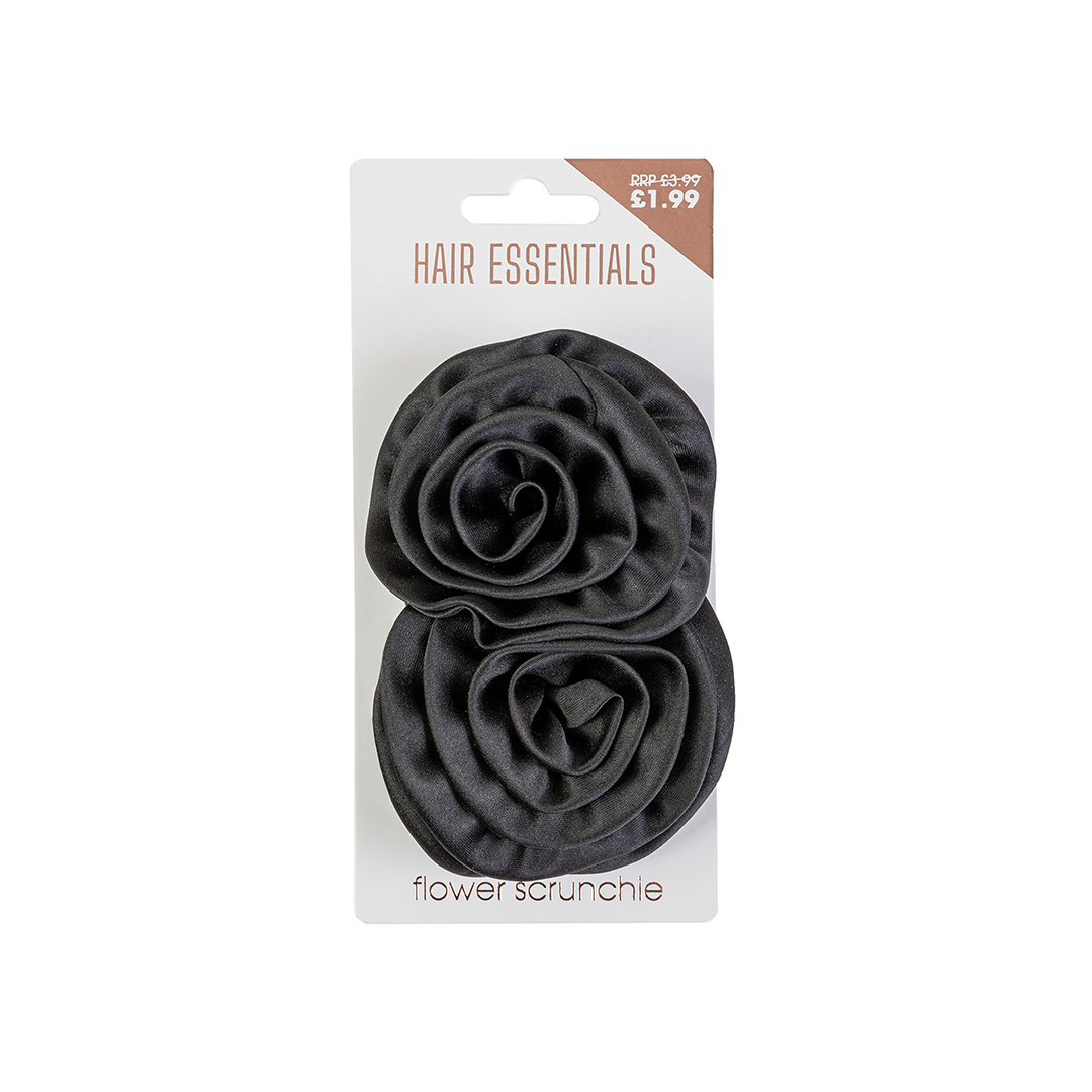 Beauty Outlet Scrunchie Black Flower BEAU545