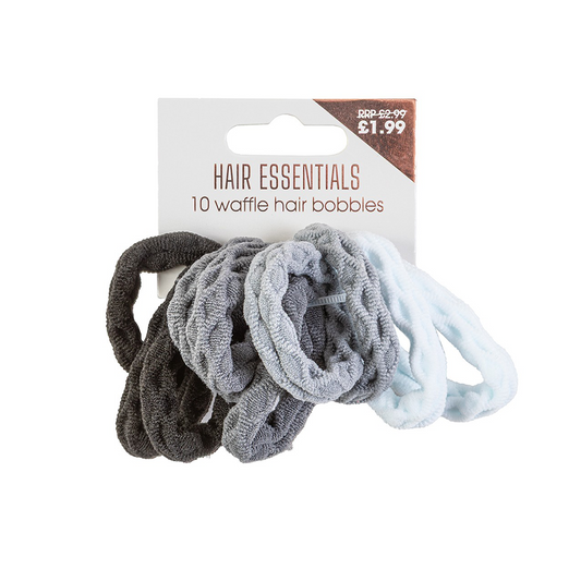 Beauty Outlet 10 Waffle Hair Bobbles Black/Grey/White BEAU623
