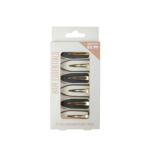 Beauty Outlet 6 Piece No Crease Clips Black & White 2 Tone BEAU675