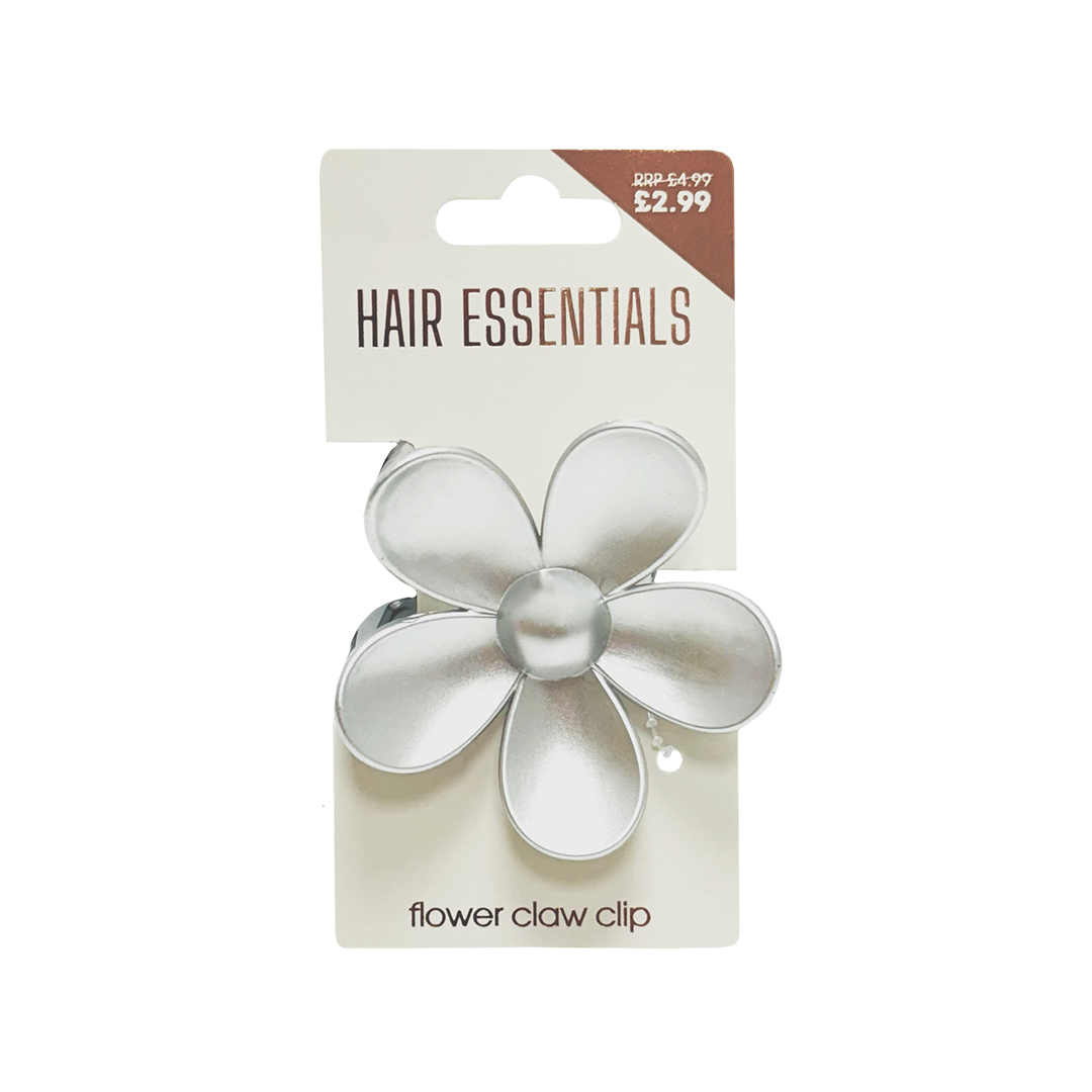 Beauty Outlet Flower Claw Clip Matte Silver BEAU505