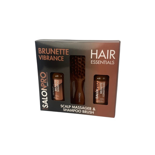 Beauty SalonPro Hair Essentials Set Brunette Vibrance Shampoo Conditioner & Shampoo Brush