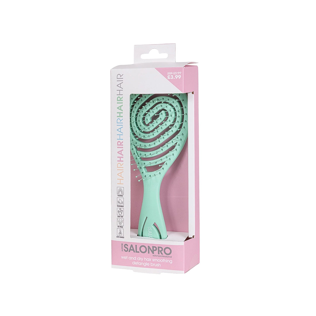 Beauty SalonPro Wet & Dry Detangle Brush Round Green BEAU313