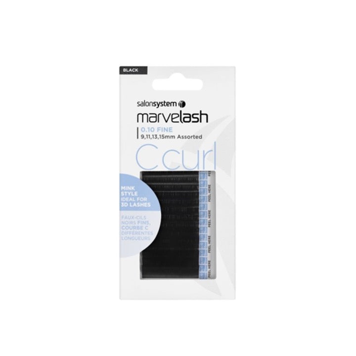Salon System Marvelash 0.10 Fine C Curl Lashes 9-15mm Black
