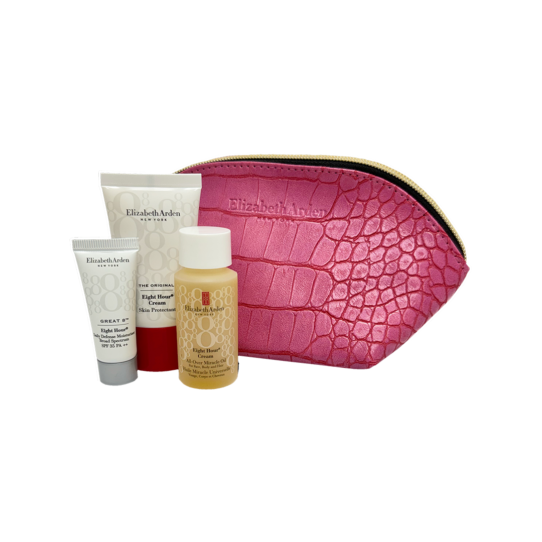 Elizabeth Arden 3 Piece Pink Crocodile Bag Set