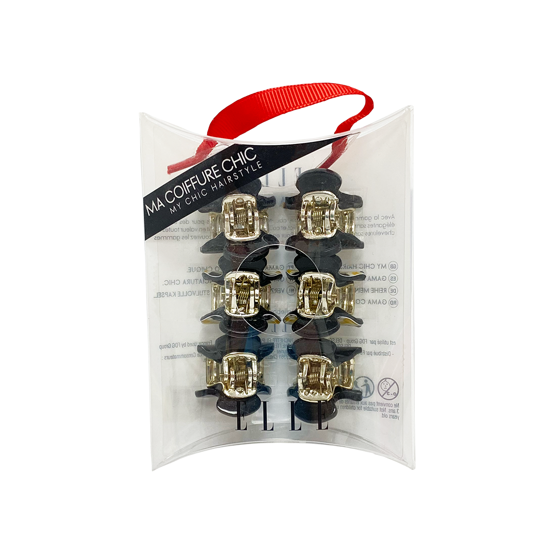 Elle My Chic Hairstyle Mini Claw Clips Black Yellow & White