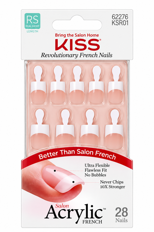 Kiss Salon Acrylic French Real Short 28 Nails 62276 KSA01