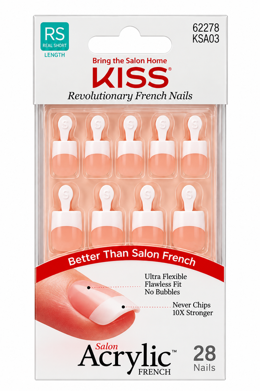 Kiss Revolutionary 28 Real Short French Nails 62278