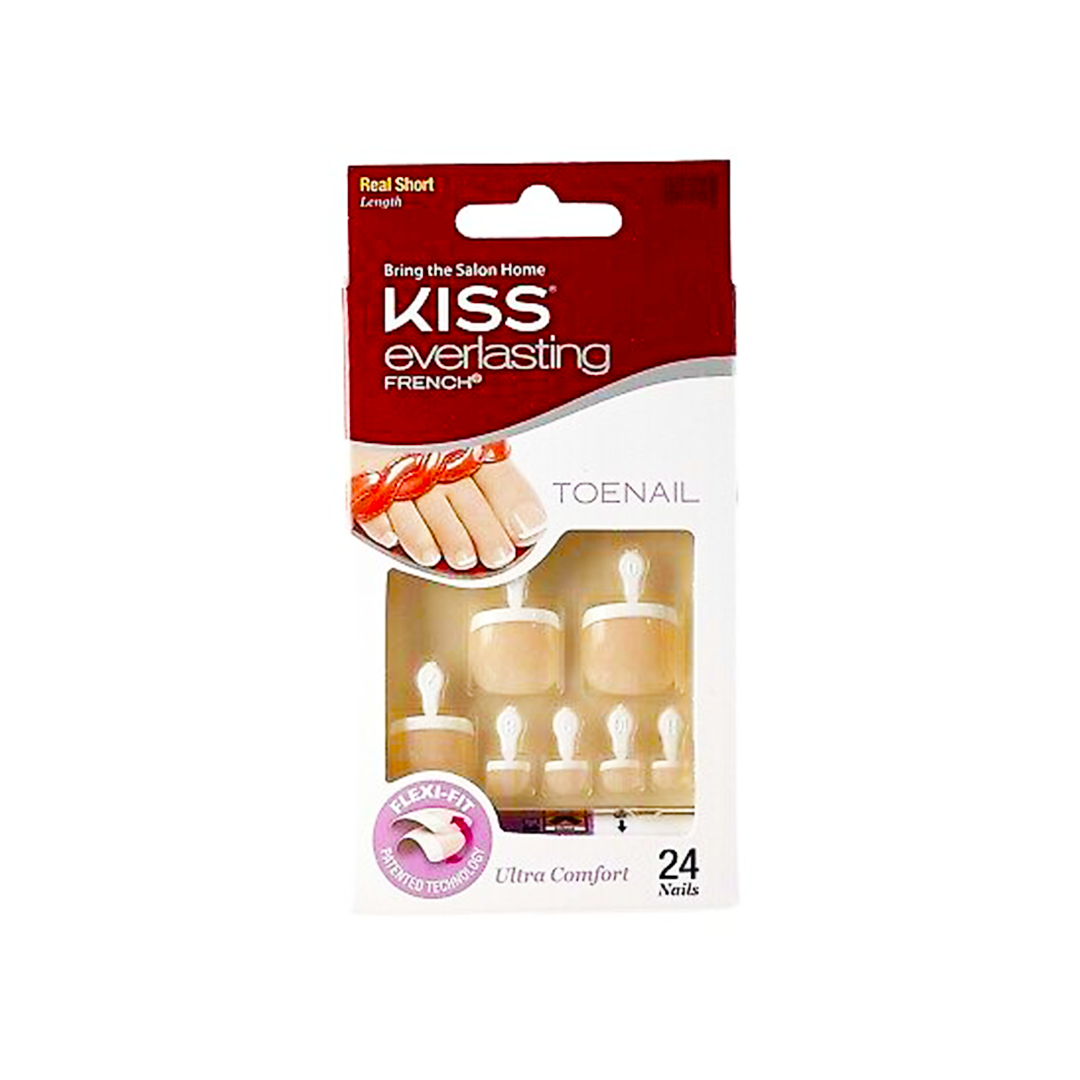 Kiss Everlasting French 24 Real Short Toenails 53245